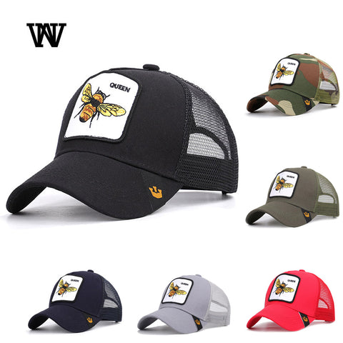 Bee Embroidery Men's and Women's Baseball Caps 2019 Mesh Snapback Adjustable Sunshade Hip Hop Caps Summer Bone Dad Hats BQM-CZX9