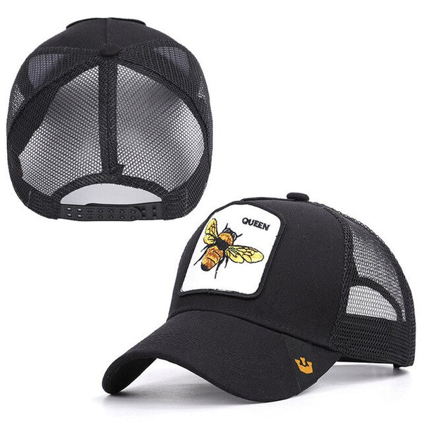 Bee Embroidery Men's and Women's Baseball Caps 2019 Mesh Snapback Adjustable Sunshade Hip Hop Caps Summer Bone Dad Hats BQM-CZX9