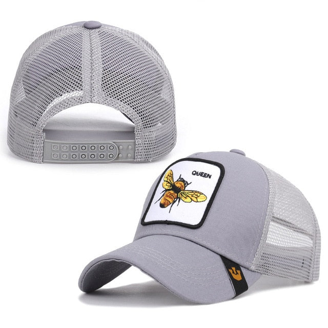 Bee Embroidery Men's and Women's Baseball Caps 2019 Mesh Snapback Adjustable Sunshade Hip Hop Caps Summer Bone Dad Hats BQM-CZX9