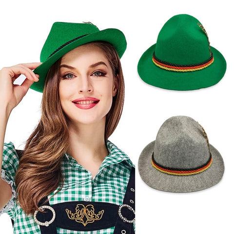 Women's Hat German Traditional Oktoberfest Hat Stage Cap National Hat Germanic National Beer Festiva Hat Gray And Green