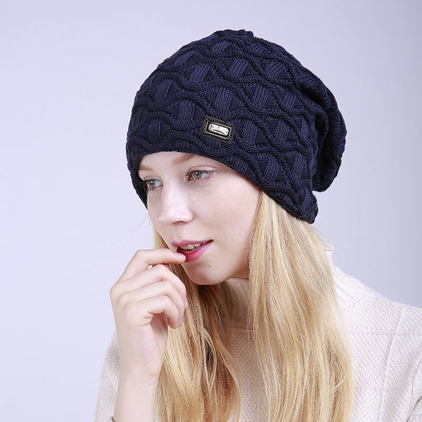 Winter Hats for Woman Hip Hop Knitted Hat Women's Warm Slouchy Cap Crochet Ski Beanie Hat Female Soft Baggy Skullies Beanies