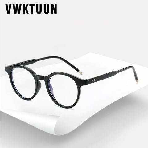 VWKTUUN Round Glasses Frame Men Women Anti Blue Light Eye glasses Frames Rivet Myopia Computer Glasses Male Female Clear Glasses