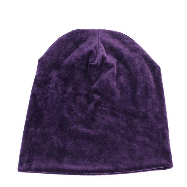 New Women's Velvet Beanie Hat Winter Warm Polyester Skullies Beanies for Ladies Solid Velour Bonnet Hats Dropping Shipping