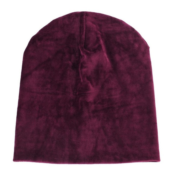 New Women's Velvet Beanie Hat Winter Warm Polyester Skullies Beanies for Ladies Solid Velour Bonnet Hats Dropping Shipping