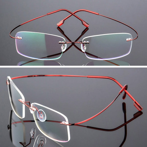 SEEMFLY Frameless Anti Blue Light Glasses Frame Women Men Rimless Metal Temple Eyeglasses Female Male Ultralight Eyewear