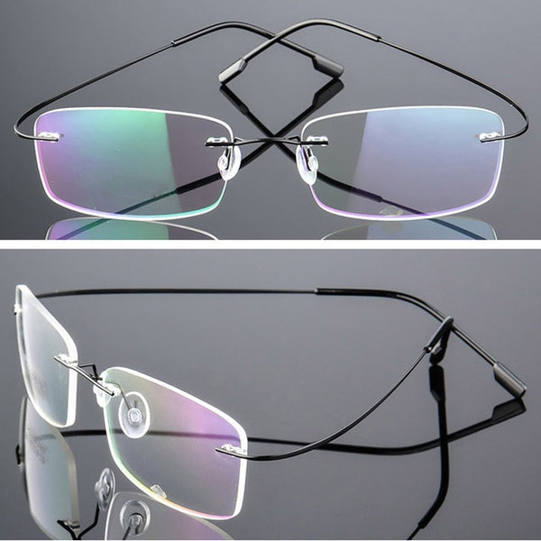 SEEMFLY Frameless Anti Blue Light Glasses Frame Women Men Rimless Metal Temple Eyeglasses Female Male Ultralight Eyewear