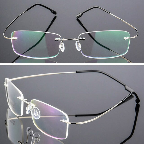 SEEMFLY Frameless Anti Blue Light Glasses Frame Women Men Rimless Metal Temple Eyeglasses Female Male Ultralight Eyewear