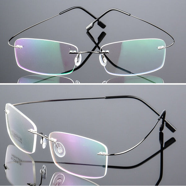 SEEMFLY Frameless Anti Blue Light Glasses Frame Women Men Rimless Metal Temple Eyeglasses Female Male Ultralight Eyewear