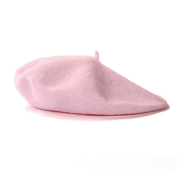 Solid Color Women's Girl's Beret Female French Artist Warm Wool Winter Beanie Hat Black White Gray Pink Boinas De Mujer