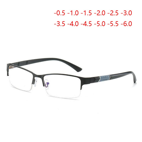 Half Metal Frame Nearsighted Glasses Unisex Ultralight Business Student Square Short-sighted Glasses Diopter 0 -0.5 -1.0 To -6.0