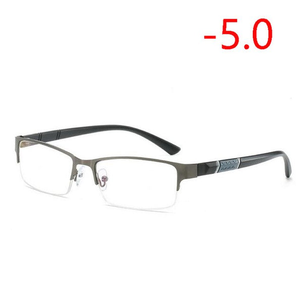 Half Metal Frame Nearsighted Glasses Unisex Ultralight Business Student Square Short-sighted Glasses Diopter 0 -0.5 -1.0 To -6.0