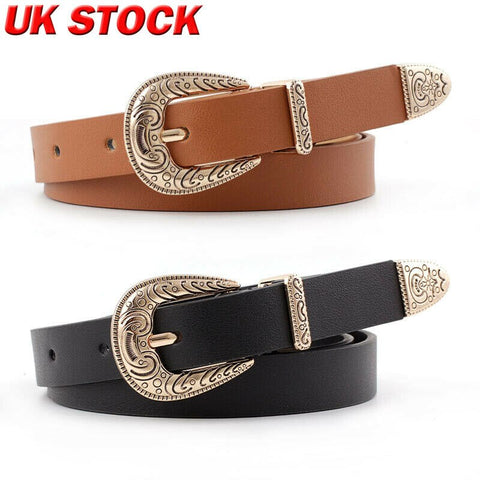 Womens Belt Vintage PU Leather Metal Buckle Thin Quality Western Belt Party Dress Decor Ladies Waist Band Women belt size 105 cm