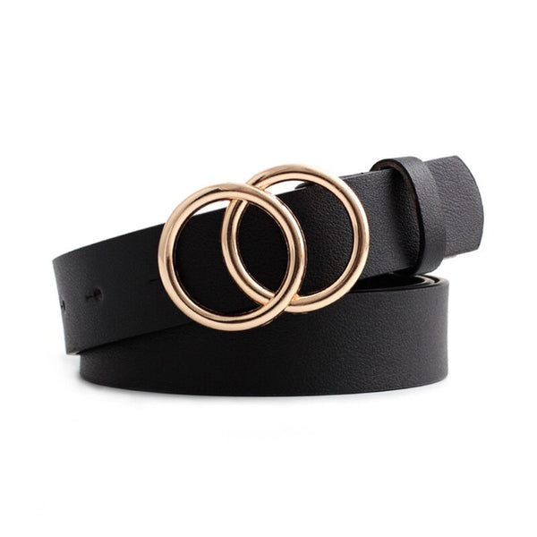 Luxury brand belt black woman gold buckle leather belts for women jeans fashion ladies girls waist ceinture femme waistband 2019