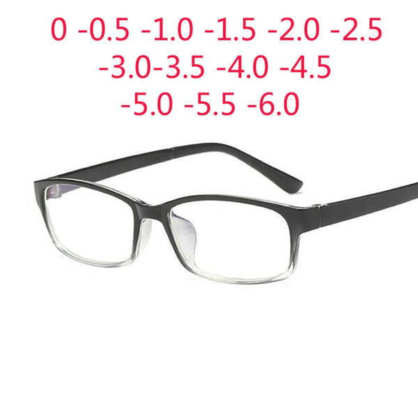 Anti Blue 0 -1 -1.5 -2 -2.5 -3 -3.5 -4 -5 -6 Finished Myopia Glasses Men Short-sight Eyewear Black Transparent Frame Women