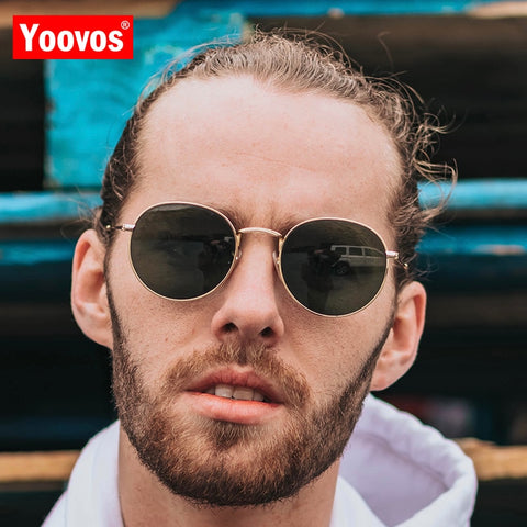 Yoovos Polarized Sunglasses Men 2019 Retro Round Sunglasses Women/Men Polarized Vintage Luxury Mirror Oculos De Sol Feminino