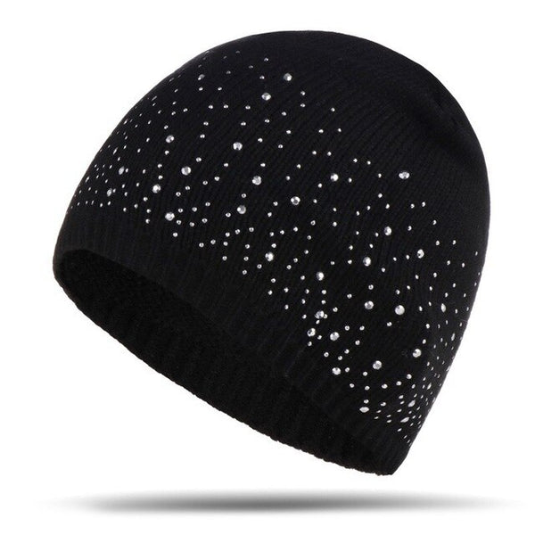 Diamond Dot Beanie Women's Beanies 2019 New Winter Spring Women Hat Snow White Hats Fashion Ladies Cap Elastic Girls Beanie