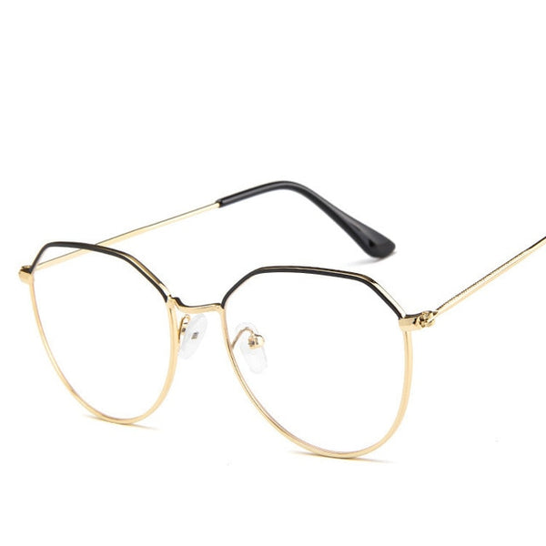 Oulylan Polygon Glasses Frame Women Men Vintage Clear Lens Myopia Eyeglasses Frames Female Transparent Optical Spectacles Gold