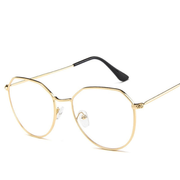 Oulylan Polygon Glasses Frame Women Men Vintage Clear Lens Myopia Eyeglasses Frames Female Transparent Optical Spectacles Gold