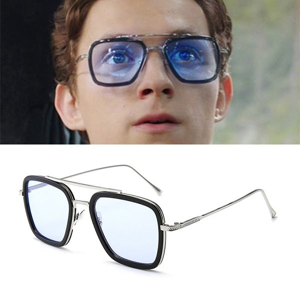 Fashion Tony Stark Sunglasses Men The Avengers 3 iron Man Square Glasses Frame Spiderman Edith Eyeglasses Optical Frame RX216