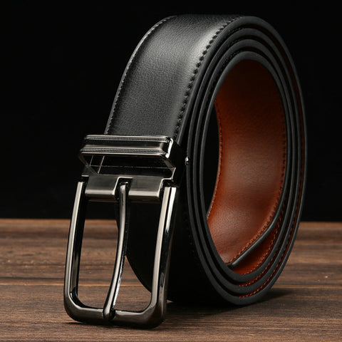 cowhide genuine leather belts for men male pin buckle jeans Waist Belt Mens black brown two sides color Belt ceinture homme