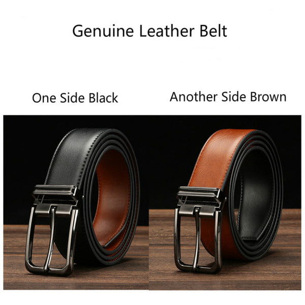 cowhide genuine leather belts for men male pin buckle jeans Waist Belt Mens black brown two sides color Belt ceinture homme