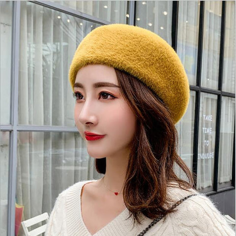 2019 New Winter Autumn Women's Wool Elegant Beret Hat For Girl Knitted Hat Warm Painter Hat Solid Fashion Female Boina 11.11