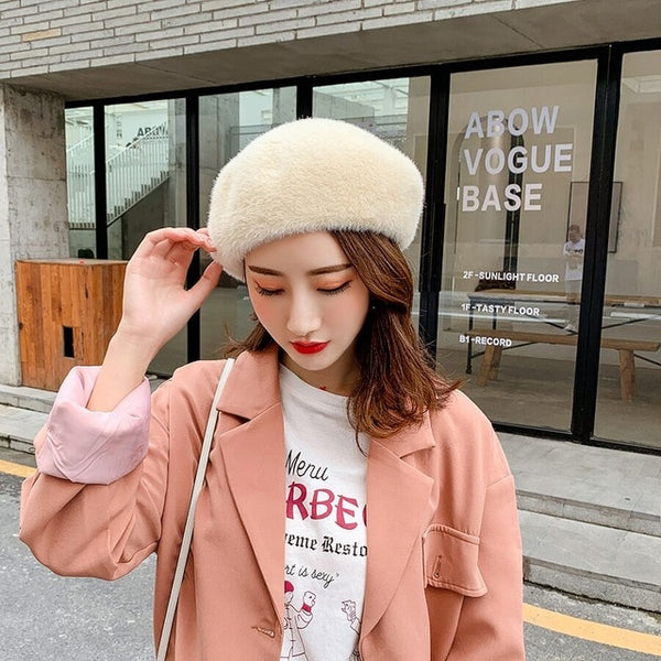 2019 New Winter Autumn Women's Wool Elegant Beret Hat For Girl Knitted Hat Warm Painter Hat Solid Fashion Female Boina 11.11