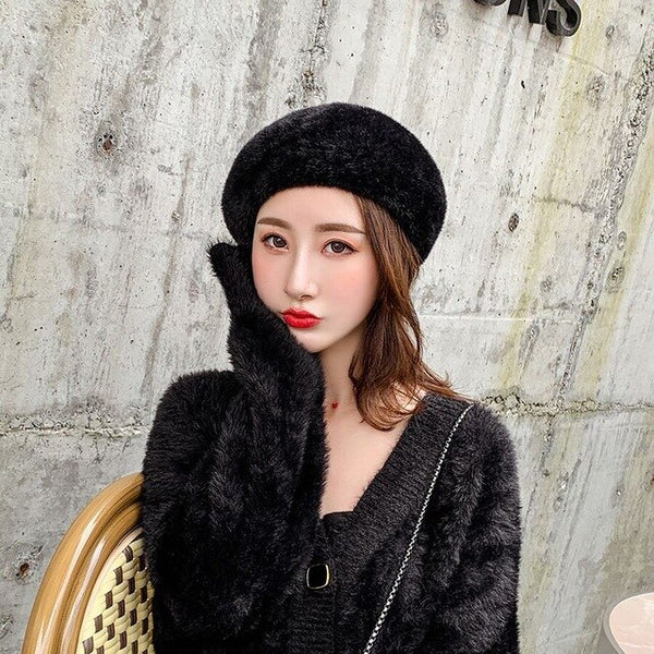 2019 New Winter Autumn Women's Wool Elegant Beret Hat For Girl Knitted Hat Warm Painter Hat Solid Fashion Female Boina 11.11