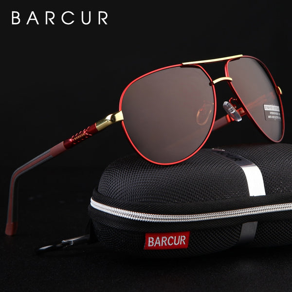 BARCUR Aluminum Magnesium Men's Sunglasses Men Polarized Coating Mirror Glasses oculos Male Eyewear Accessories For Men