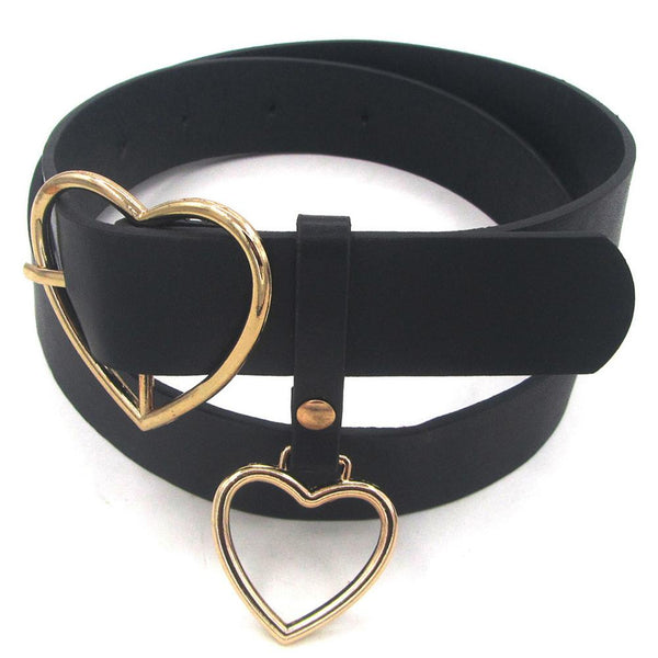 Fashion Women Faux Leather Heart Accessory Adjustable Buckle Belt Waistband