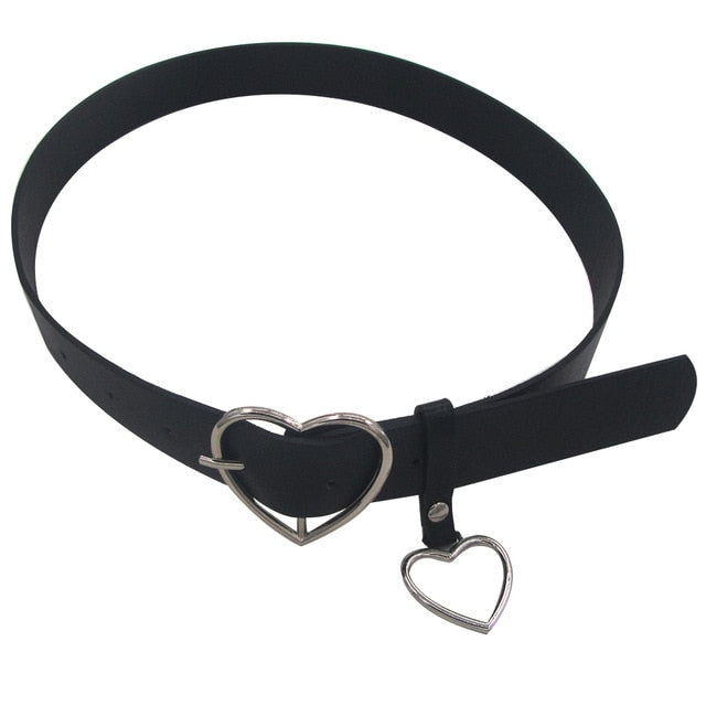 Fashion Women Faux Leather Heart Accessory Adjustable Buckle Belt Waistband