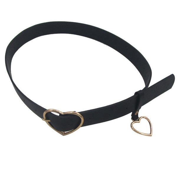 Fashion Women Faux Leather Heart Accessory Adjustable Buckle Belt Waistband