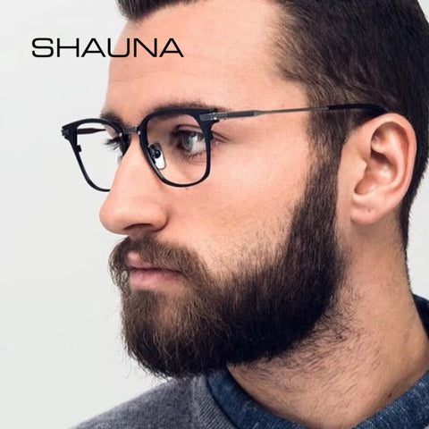 SHAUNA Retro Classic Unisex Square Glasses Eyewear Men Women Vintage Eyeglasses Anti-Blue Light Lens Glasses Frame