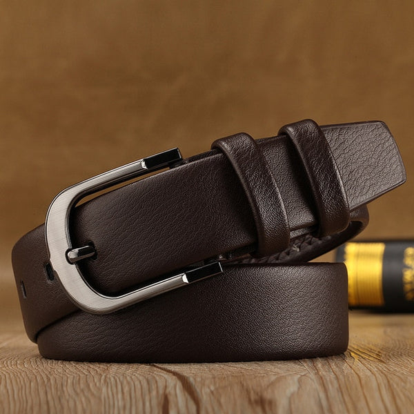 2019 Business Men Belts Of Leather Luxury Design Pin Buckle Belts For Jeans Brown Retro Waist Strap Belt Classic ceinture homme