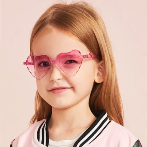 Factory Wholesale Rimless Kids sunglasses 3-8 years Plastic UV400 child glasses Heart Shaped Lovely baby Girls infantil eyewear