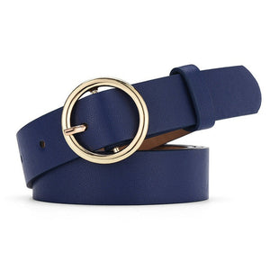 New Women Ladies Girls Fashion Chic Metal Leather Round Buckle Solid Waist Belt Waistband For Women