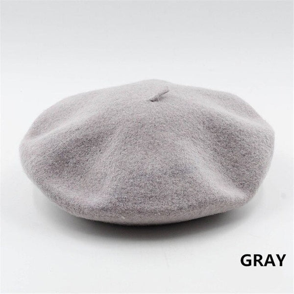 French Style Vintage Women's Beret Plain Cap Beanie Hat Girl's Wool Warm Winter Hat Beret Women Femme Hats Caps