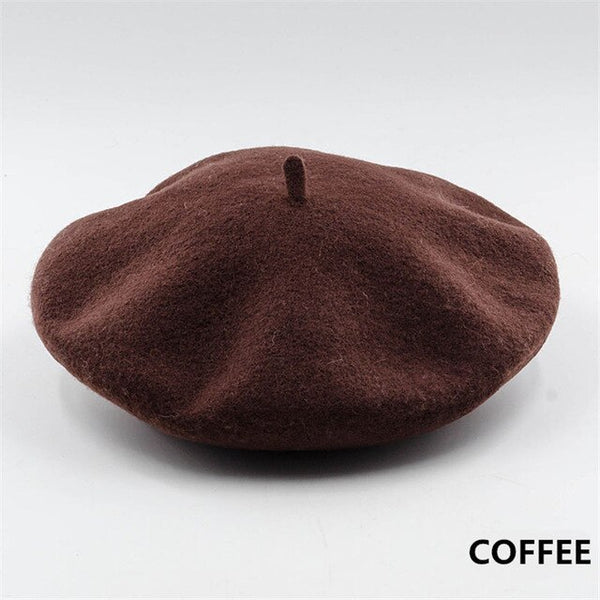 French Style Vintage Women's Beret Plain Cap Beanie Hat Girl's Wool Warm Winter Hat Beret Women Femme Hats Caps