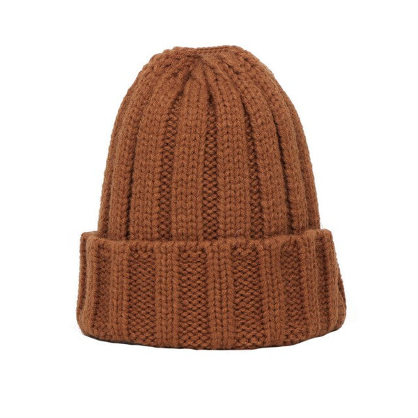 New Fashion Knitted Beanie Hat Women's Outdoor Girls Hedging Hat Autumn And Winter Warm Beanie Candy Solid Color Women Thick Cap