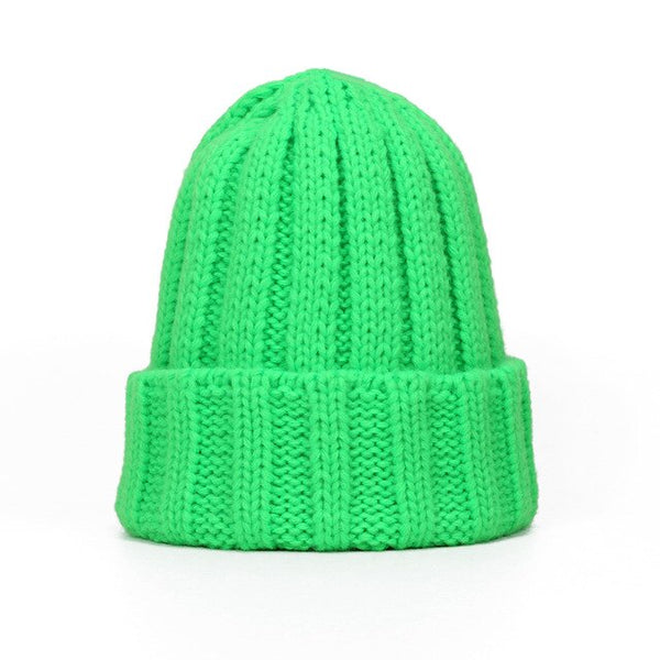 New Fashion Knitted Beanie Hat Women's Outdoor Girls Hedging Hat Autumn And Winter Warm Beanie Candy Solid Color Women Thick Cap