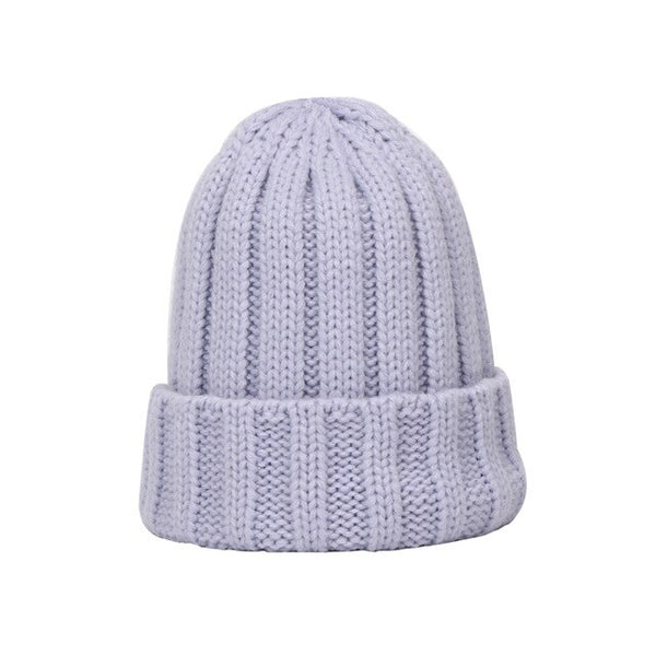 New Fashion Knitted Beanie Hat Women's Outdoor Girls Hedging Hat Autumn And Winter Warm Beanie Candy Solid Color Women Thick Cap