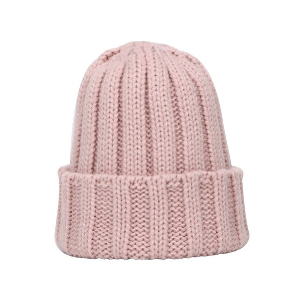 New Fashion Knitted Beanie Hat Women's Outdoor Girls Hedging Hat Autumn And Winter Warm Beanie Candy Solid Color Women Thick Cap