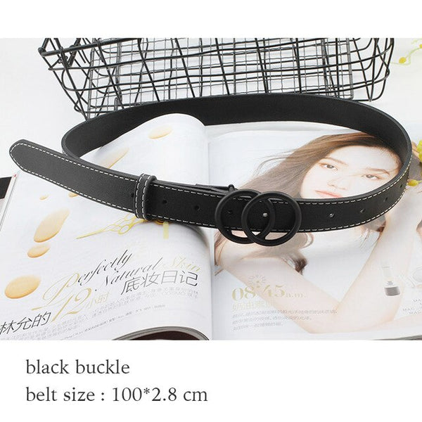 Leather belt women waist luxury black red belts for jeans dresses woman pearl studded buckle girls ladies fashion decorative