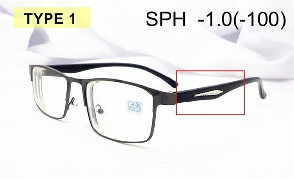Diopter -1.0 -1.5 -2 -2.5 -3 -3.5 -4 -4.5 -5 -5.5 -6 Finished Myopia Glasses Men Women Alloy Frame Spectacles Nearsighted F174