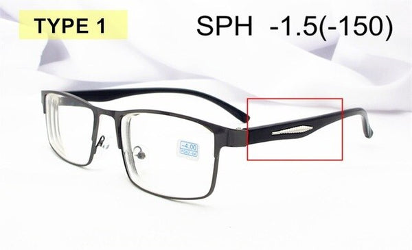 Diopter -1.0 -1.5 -2 -2.5 -3 -3.5 -4 -4.5 -5 -5.5 -6 Finished Myopia Glasses Men Women Alloy Frame Spectacles Nearsighted F174