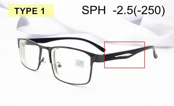 Diopter -1.0 -1.5 -2 -2.5 -3 -3.5 -4 -4.5 -5 -5.5 -6 Finished Myopia Glasses Men Women Alloy Frame Spectacles Nearsighted F174
