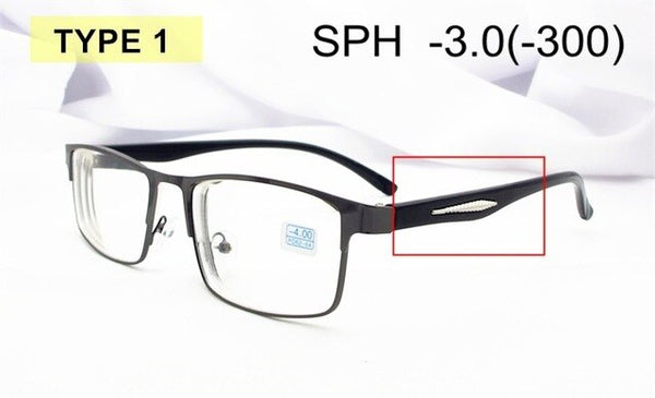 Diopter -1.0 -1.5 -2 -2.5 -3 -3.5 -4 -4.5 -5 -5.5 -6 Finished Myopia Glasses Men Women Alloy Frame Spectacles Nearsighted F174