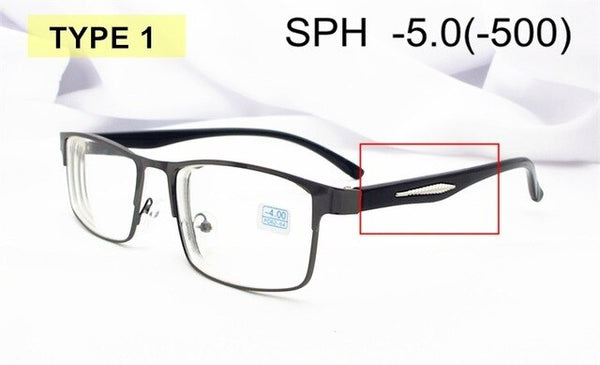 Diopter -1.0 -1.5 -2 -2.5 -3 -3.5 -4 -4.5 -5 -5.5 -6 Finished Myopia Glasses Men Women Alloy Frame Spectacles Nearsighted F174