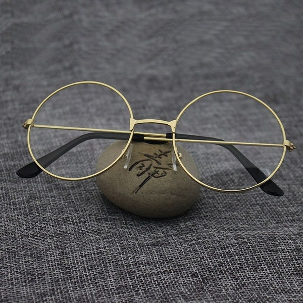 New Unisex Women Men Retro Large Round Oversized Metal Frame Eyeglasses Glasses