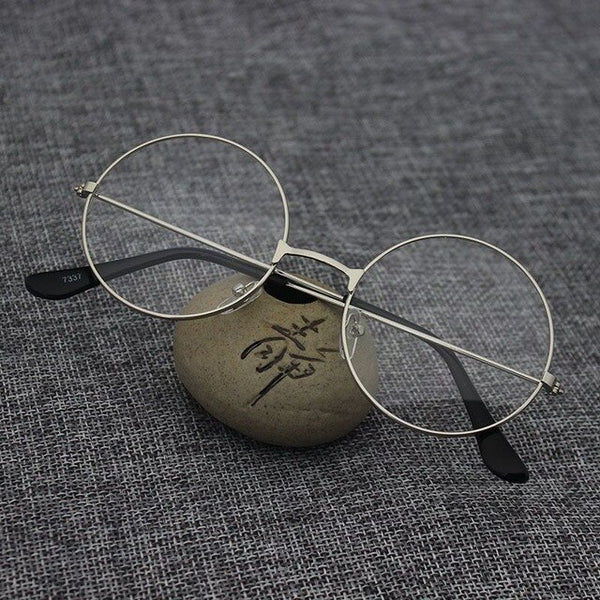 New Unisex Women Men Retro Large Round Oversized Metal Frame Eyeglasses Glasses